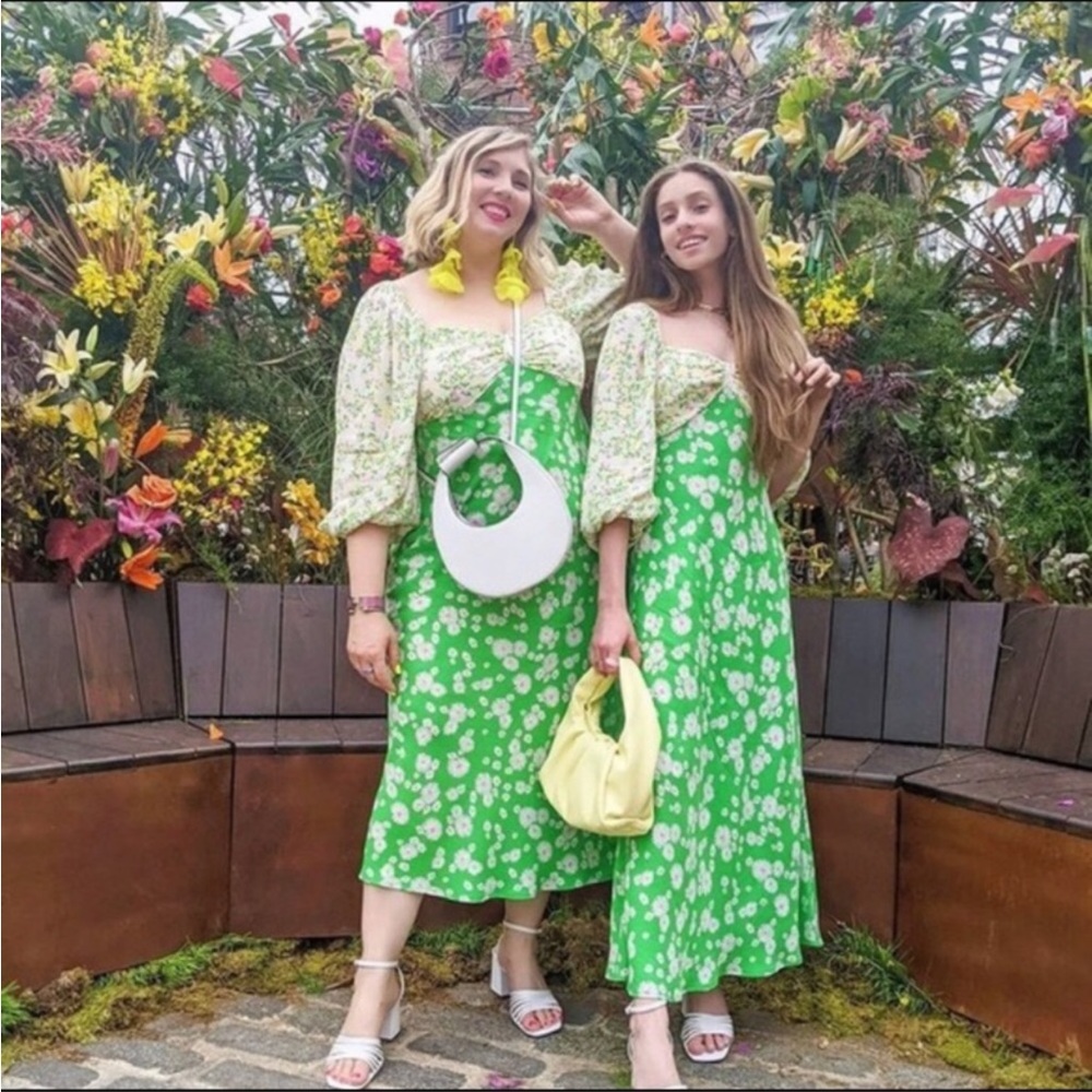 Rixo and Target Green Floral Midi Dress